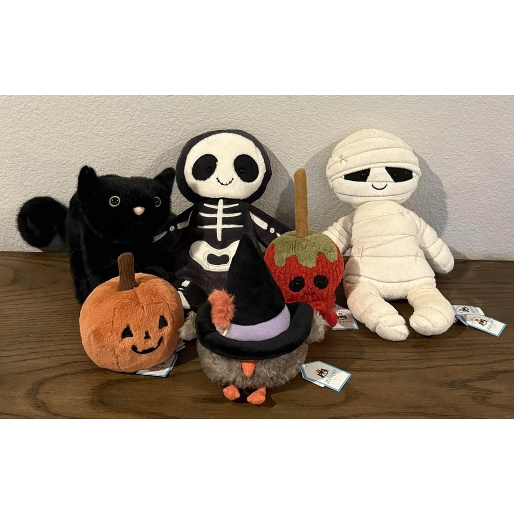 Jellycat Halloween Collector Set of 6 Plush Spookypaws Halloween AUTHENTIC